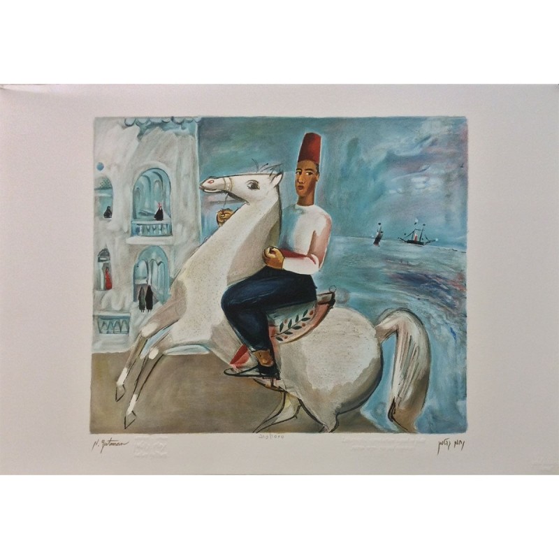 The White Horseman. Artist: Nahum Gutman. Signed & Numbered Limited Ed
