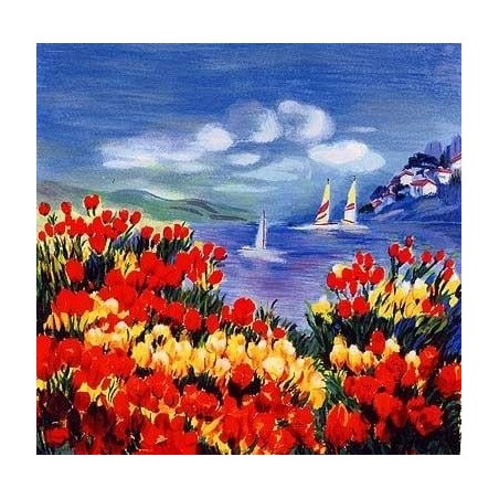 Poppies in the Wind. Artist: Zina Roitman. Handsigned & Numbered Limit