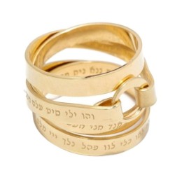 18K Gold-Plated Wrap Kabbalah Ring - 72 Names of God