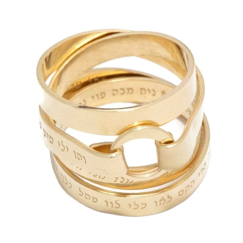 18K Gold-Plated Wrap Kabbalah Ring - 72 Names of God