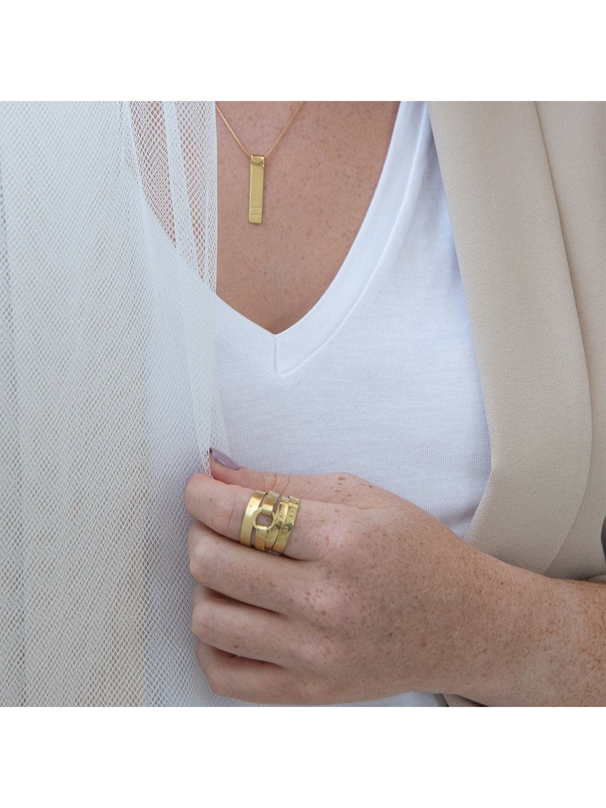 18K Gold-Plated Wrap Kabbalah Ring - 72 Names of God