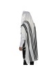 Traditional 100% Wool Non-Slip Tallit Prayer Shawl with Black Stripes