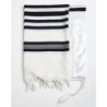 Traditional 100% Wool Non-Slip Tallit Prayer Shawl with Black Stripes