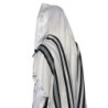 Traditional 100% Wool Non-Slip Tallit Prayer Shawl with Black Stripes