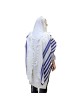 Talitnia Traditional Pure Wool Tallit - Blue with Silver Stripes