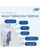 Talitnia Traditional Pure Wool Tallit - Blue with Silver Stripes
