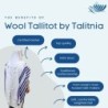 Talitnia Traditional Pure Wool Tallit - Blue with Silver Stripes