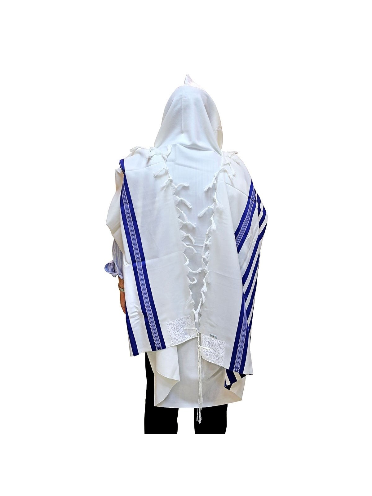 Talitnia Traditional Pure Wool Tallit - Blue with Silver Stripes