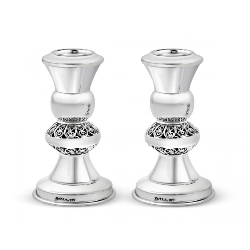 Sterling Silver Mini Shabbat Candlesticks | Silver Judaica