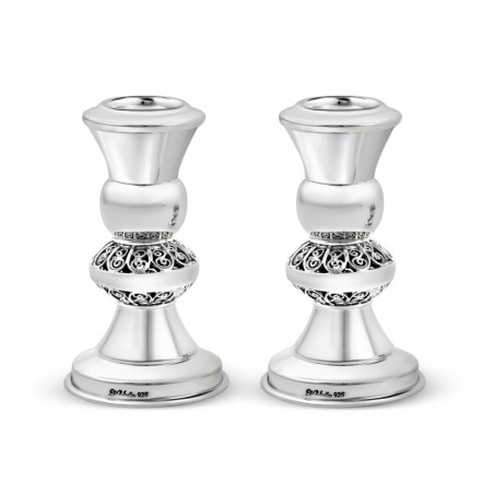 Sterling Silver Mini Shabbat Candlesticks | Silver Judaica