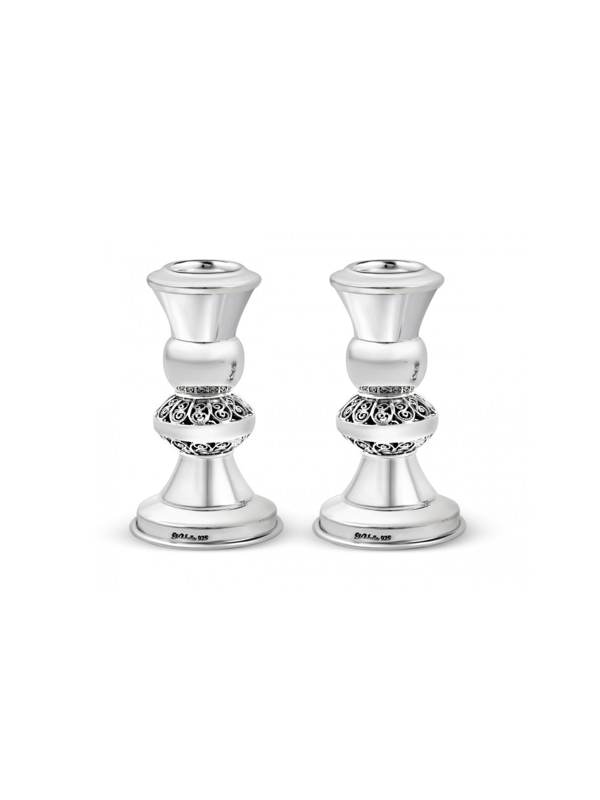 Sterling Silver Mini Shabbat Candlesticks | Silver Judaica