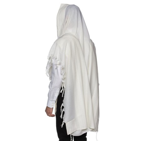 100% Wool Non-Slip Tallit Prayer Shawl White