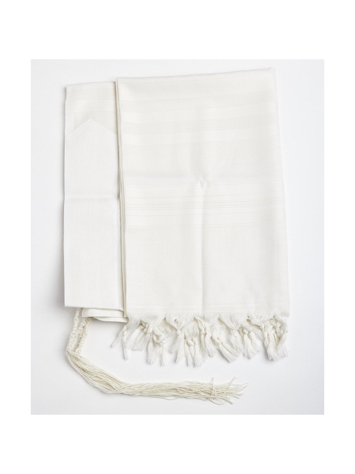 100% Wool Non-Slip Tallit Prayer Shawl White