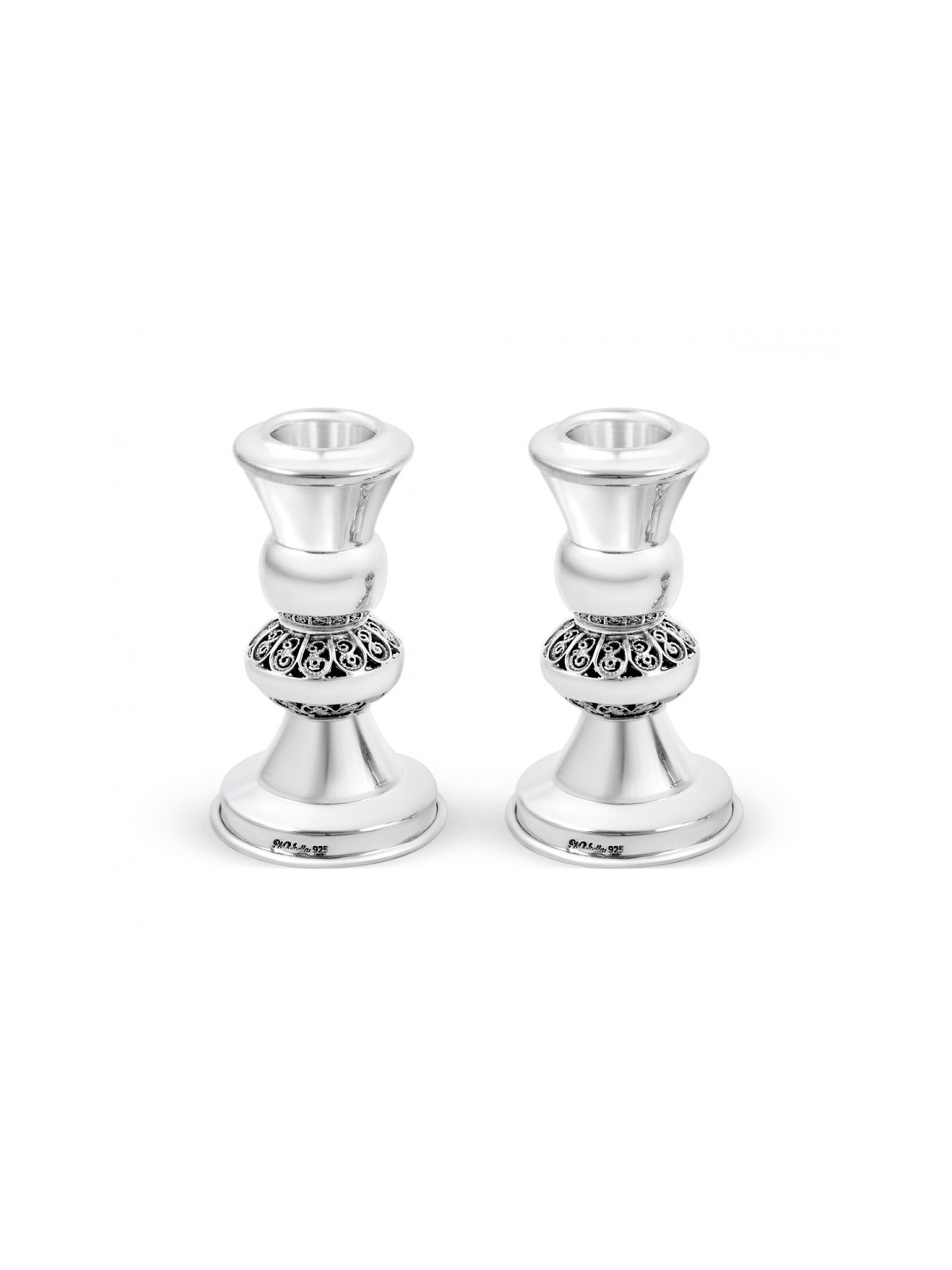 Sterling Silver Mini Shabbat Candlesticks | Silver Judaica