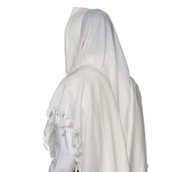 100% Wool Non-Slip Tallit Prayer Shawl White
