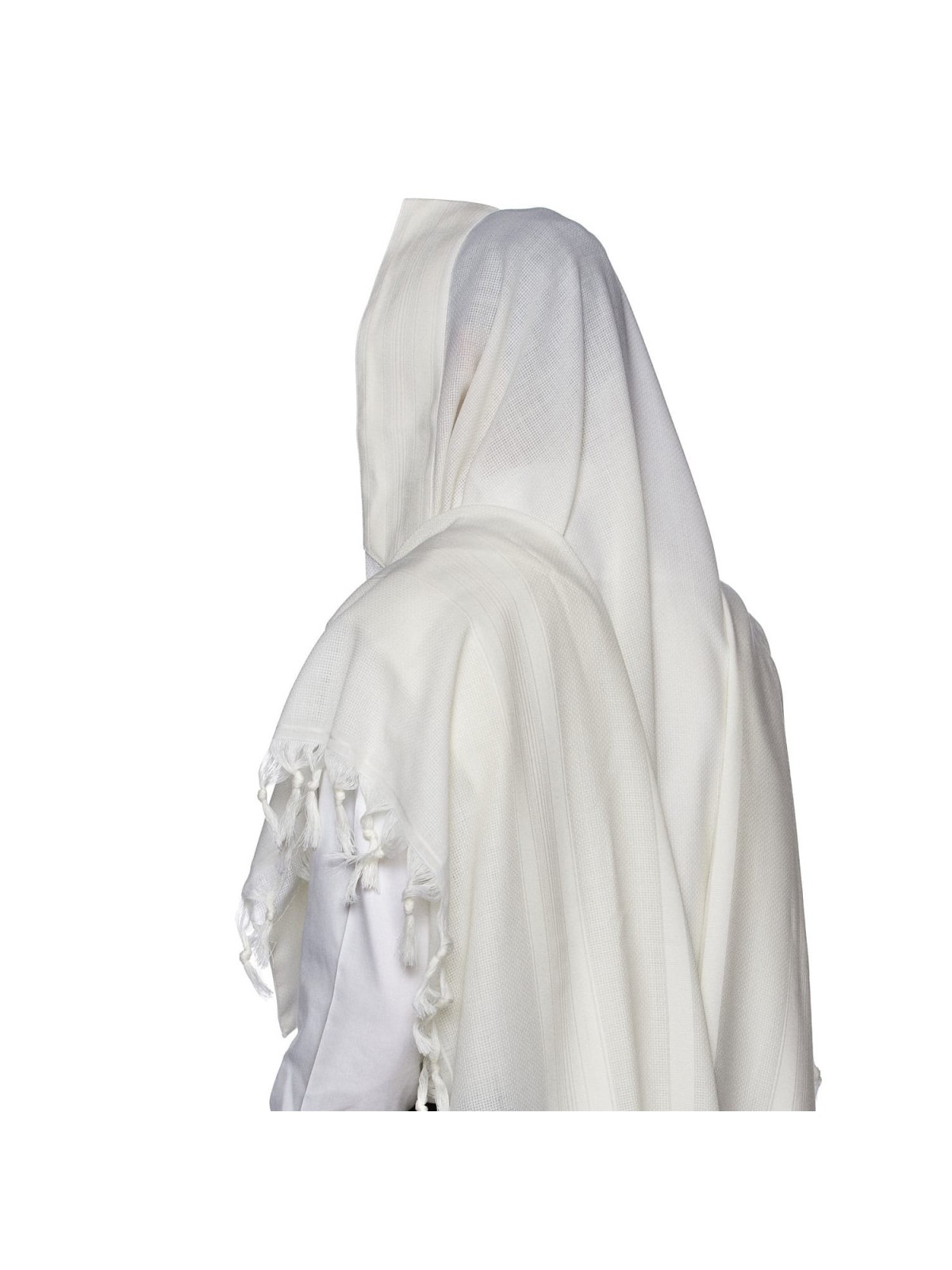 100% Wool Non-Slip Tallit Prayer Shawl White