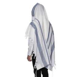 100% Wool Non-Slip Tallit Prayer Shawl with Jeans Stripes