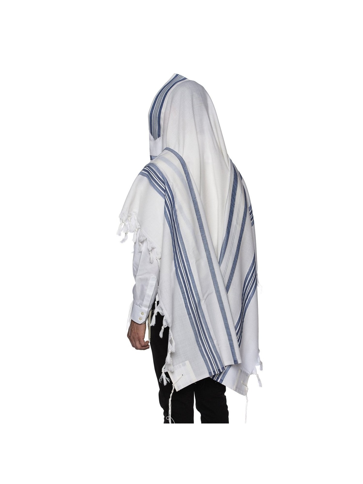 100% Wool Non-Slip Tallit Prayer Shawl with Jeans Stripes