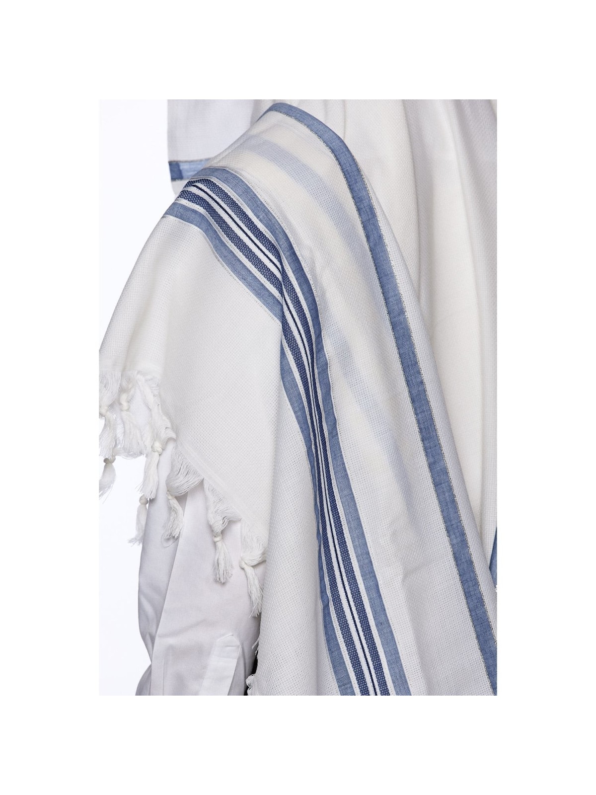 100% Wool Non-Slip Tallit Prayer Shawl with Jeans Stripes
