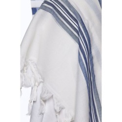 100% Wool Non-Slip Tallit Prayer Shawl with Jeans Stripes