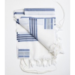 100% Wool Non-Slip Tallit Prayer Shawl with Jeans Stripes