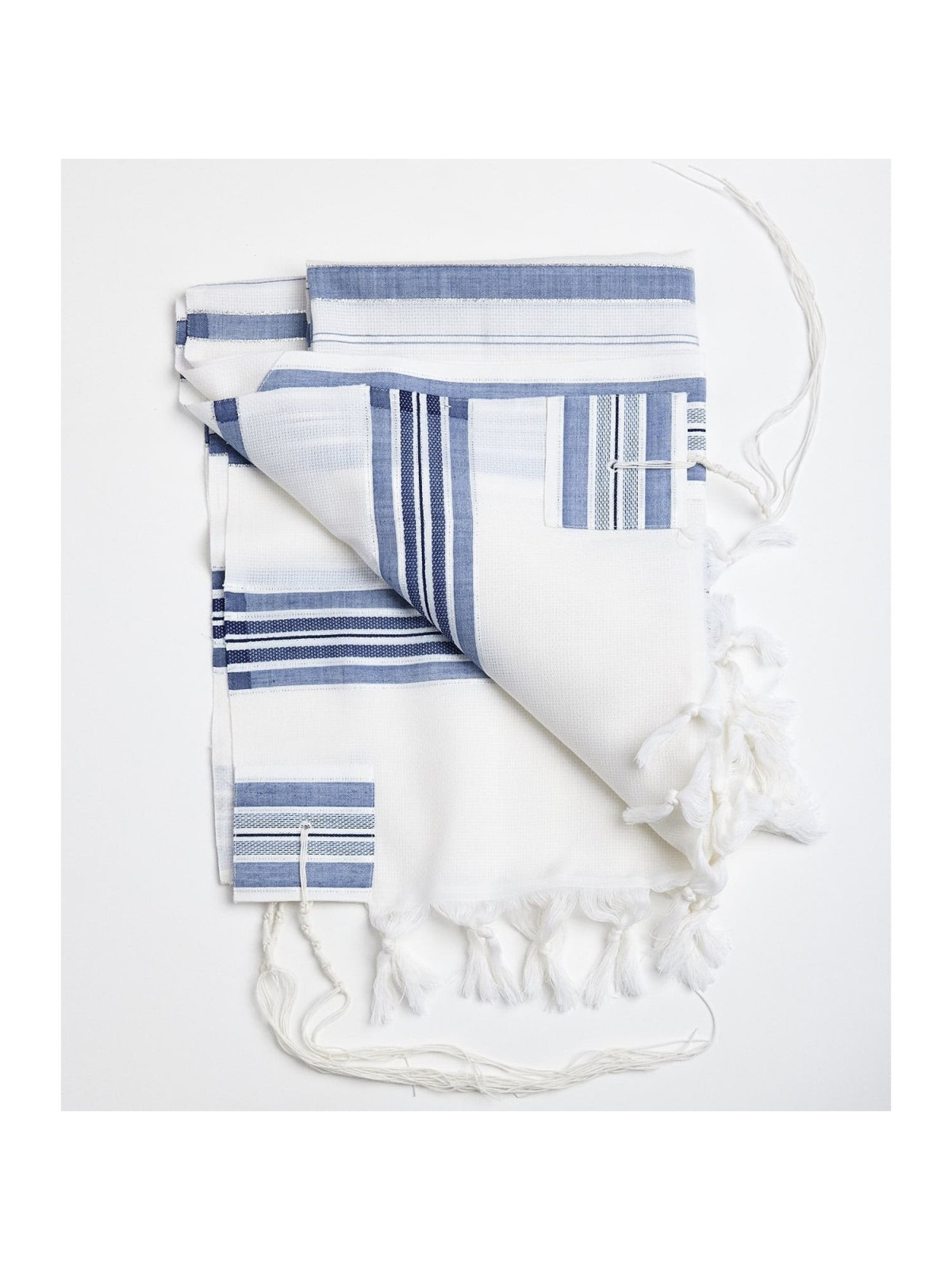100% Wool Non-Slip Tallit Prayer Shawl with Jeans Stripes