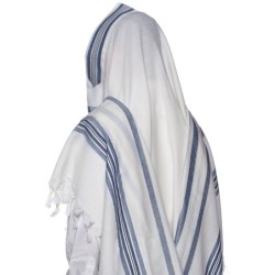 100% Wool Non-Slip Tallit Prayer Shawl with Jeans Stripes