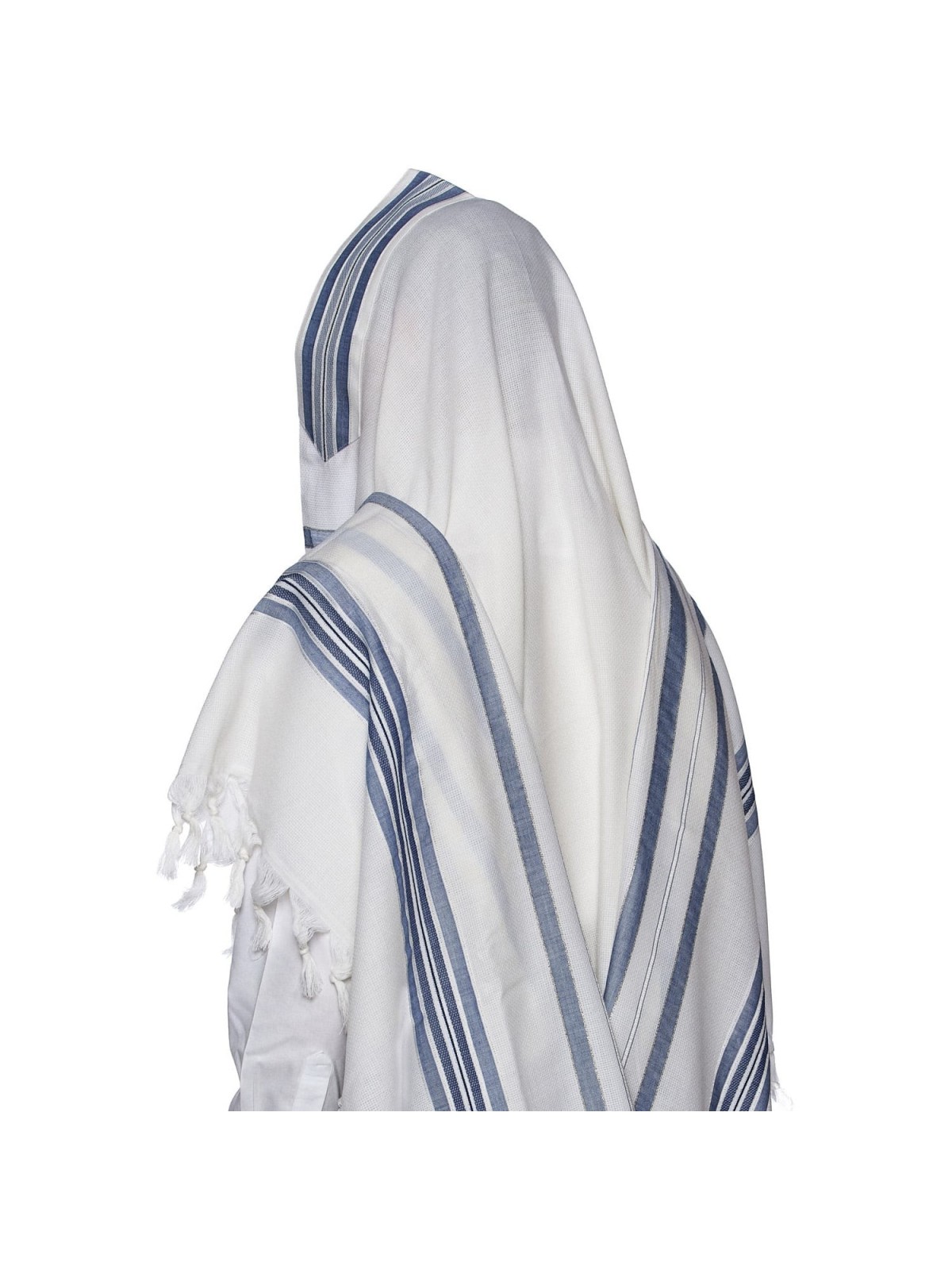 100% Wool Non-Slip Tallit Prayer Shawl with Jeans Stripes