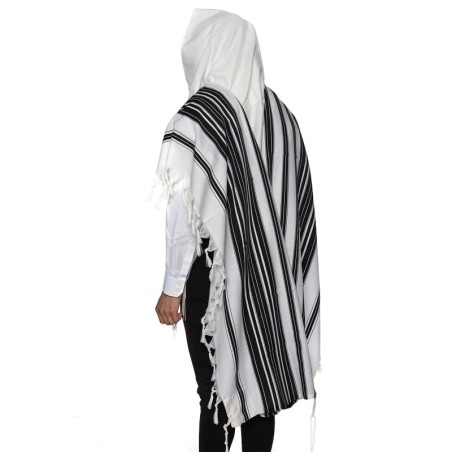 Chabad 100% Wool Non-Slip Tallit Prayer Shawl