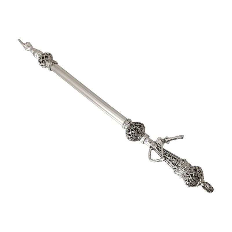 Sterling Silver 'Fiddler' Torah Pointer With Filigree Design, Traditio