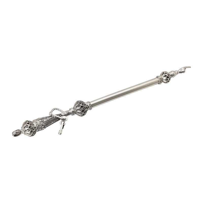 Sterling Silver 'Fiddler' Torah Pointer With Filigree Design, Traditio