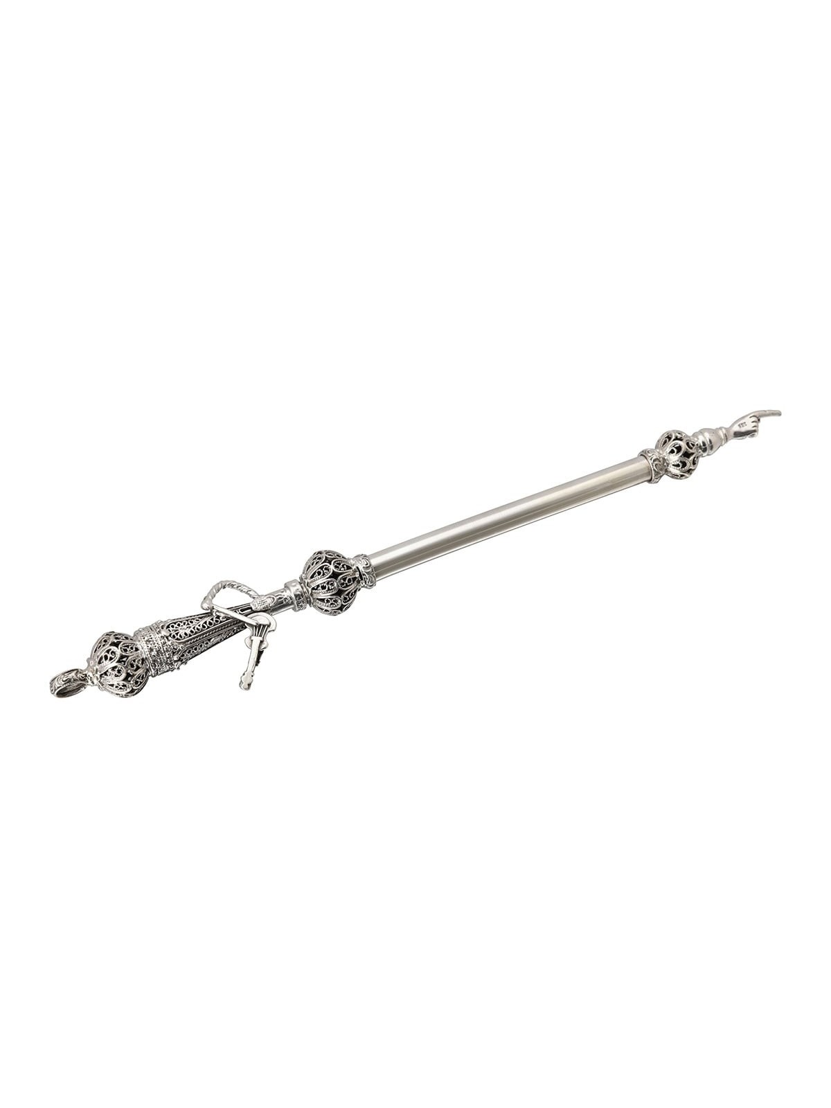Sterling Silver 'Fiddler' Torah Pointer With Filigree Design, Traditio