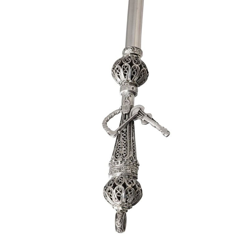 Sterling Silver 'Fiddler' Torah Pointer With Filigree Design, Traditio