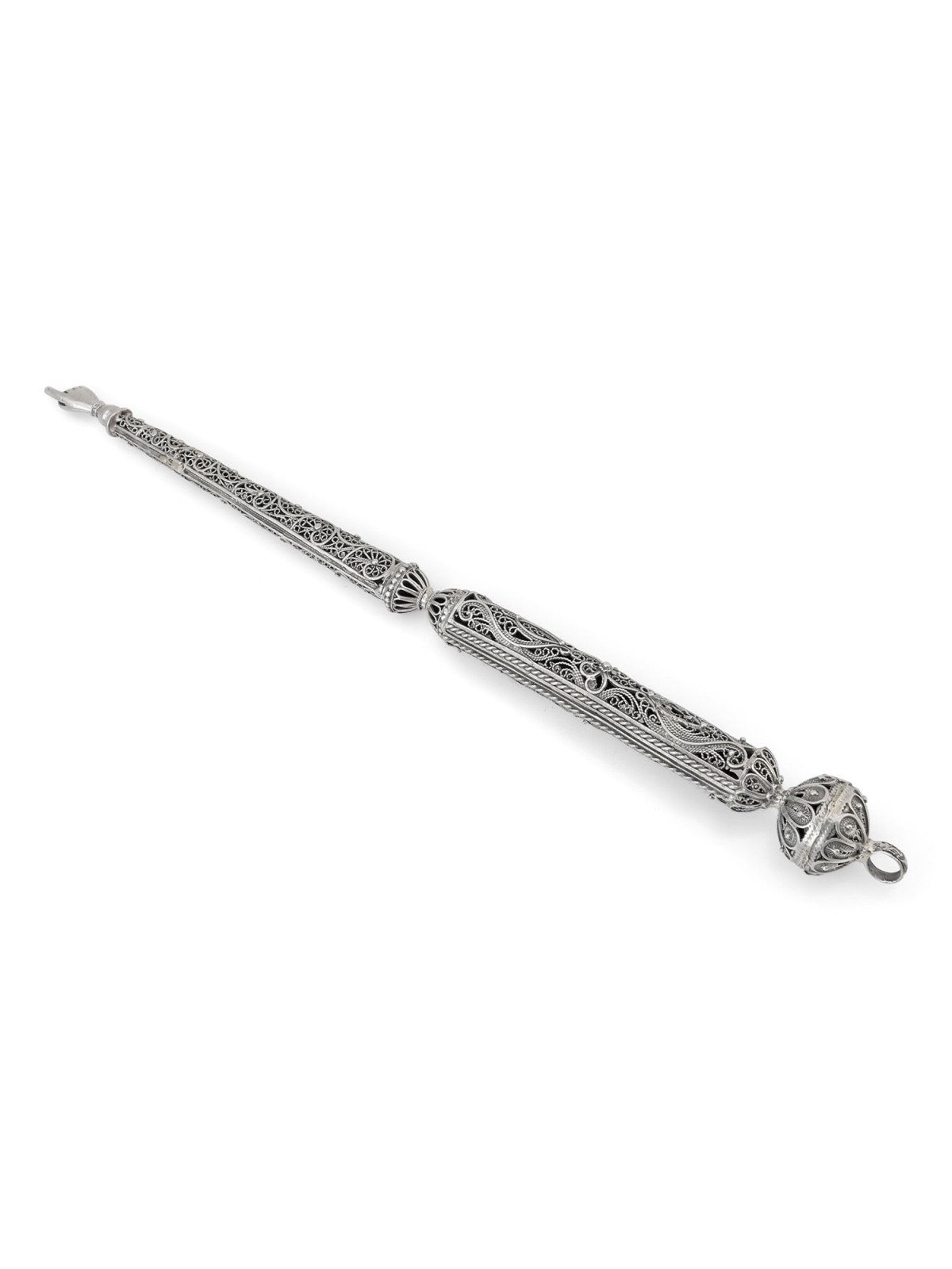 Shoham Yemenite Art Long and Elegant Sterling Silver Filigree Torah Po