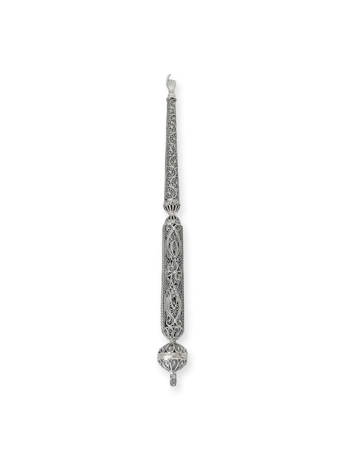 Shoham Yemenite Art Long and Elegant Sterling Silver Filigree Torah Po