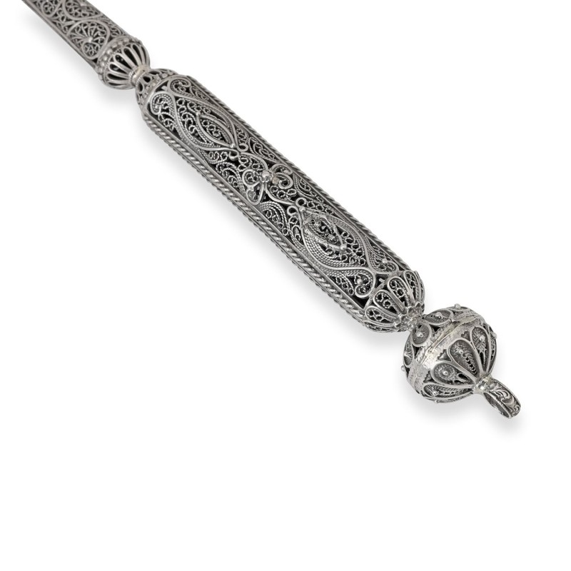 Shoham Yemenite Art Long and Elegant Sterling Silver Filigree Torah Po