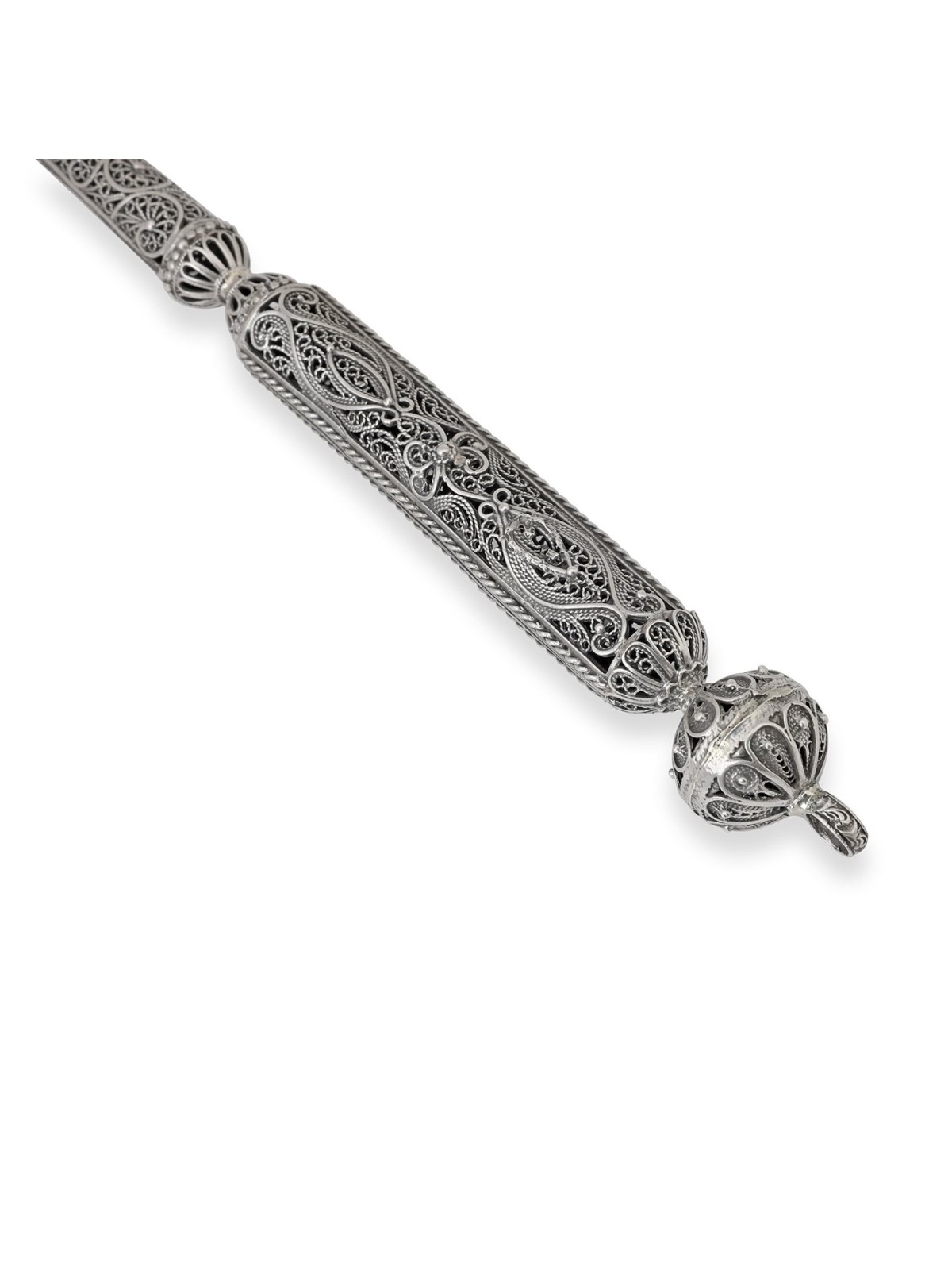 Shoham Yemenite Art Long and Elegant Sterling Silver Filigree Torah Po