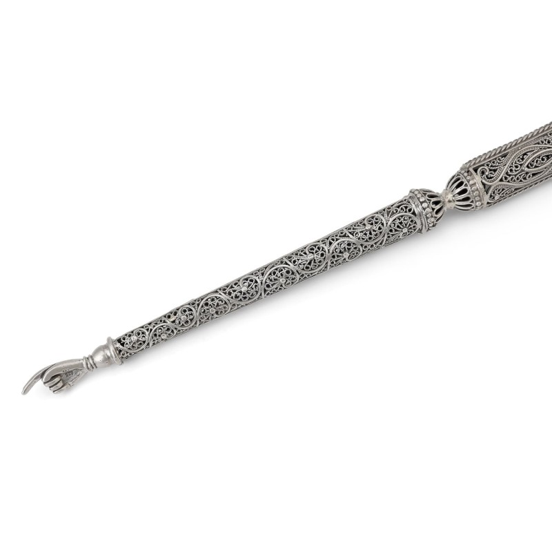 Shoham Yemenite Art Long and Elegant Sterling Silver Filigree Torah Po