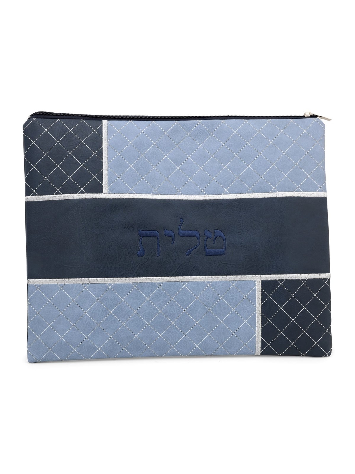 Faux Leather Shades of Blue Tallit & Tefillin Bag Set with Diamond Pat