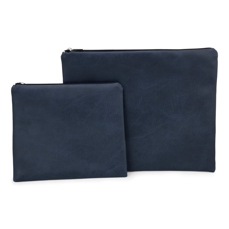 Faux Leather Shades of Blue Tallit & Tefillin Bag Set with Diamond Pat