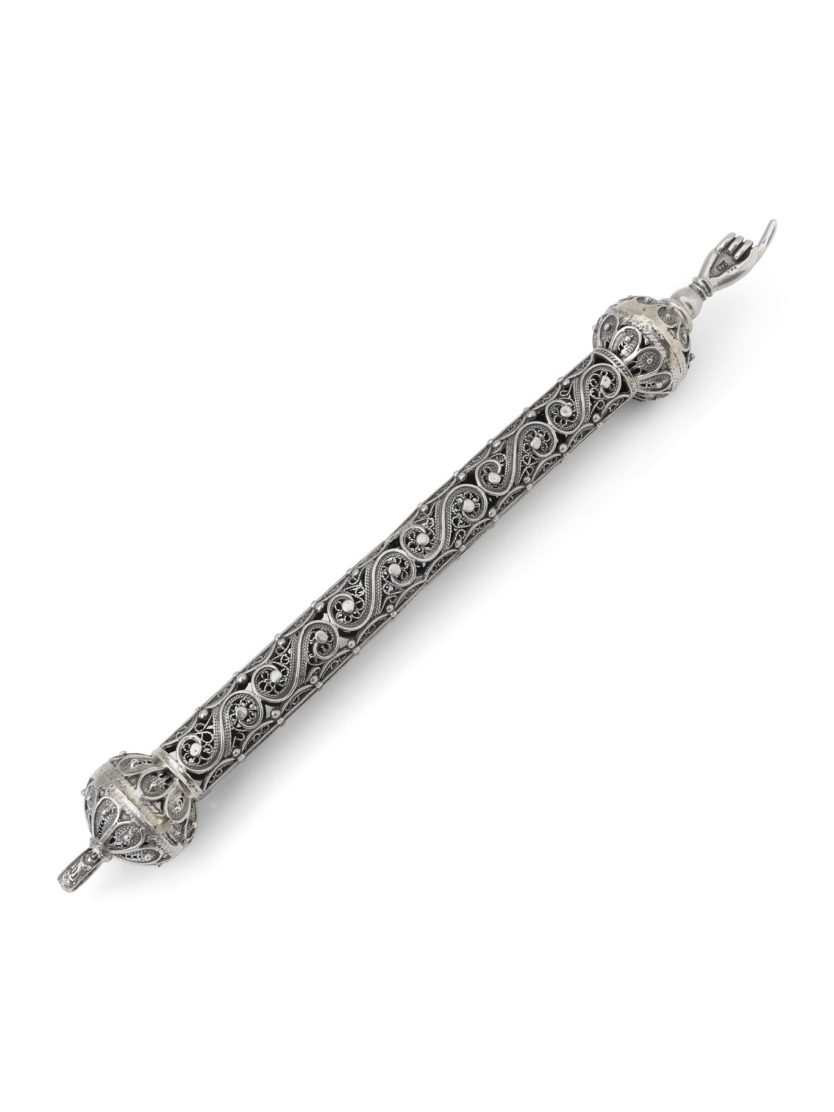 Shoham Yemenite Art Sterling Silver Filigree Swirl Torah Pointer