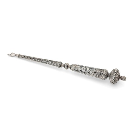 Traditional Yemenite Art Long Sterling Silver Torah Pointer with Filig