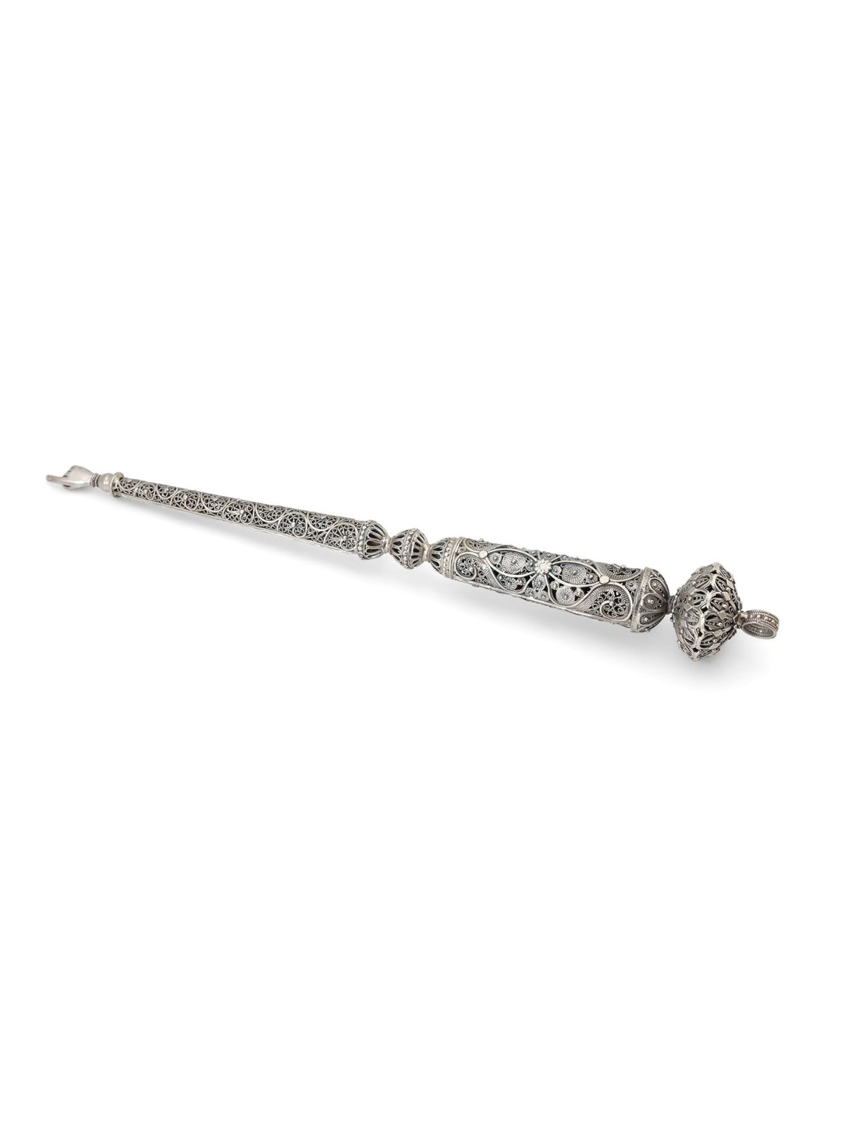 Traditional Yemenite Art Long Sterling Silver Torah Pointer with Filig