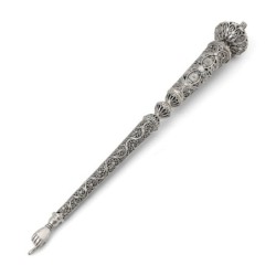 Traditional Yemenite Art Long Sterling Silver Torah Pointer with Filig