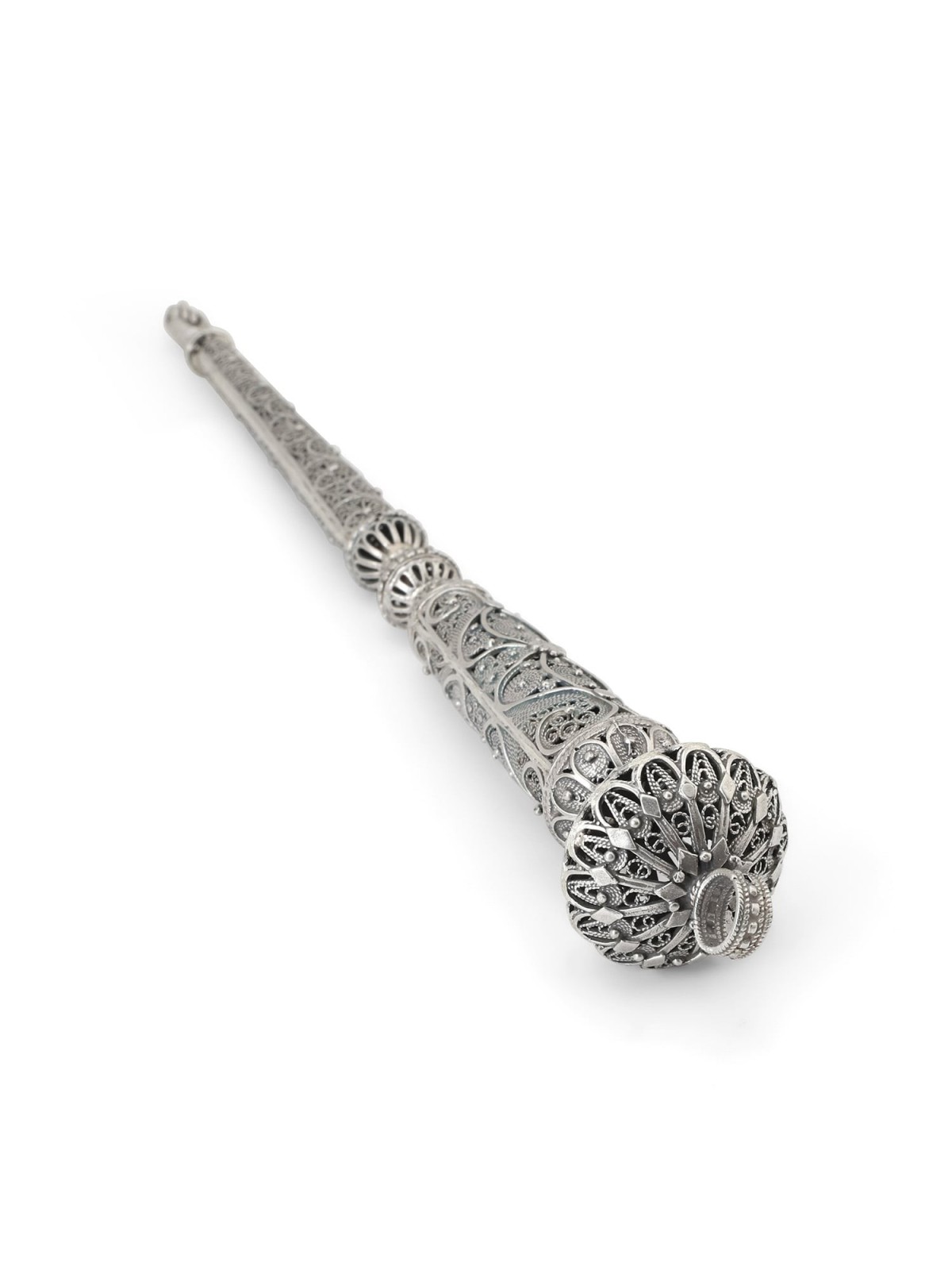 Traditional Yemenite Art Long Sterling Silver Torah Pointer with Filig