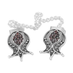Rafael Jewelry Filigree Pomegranate Sterling Silver and Garnet Tallit