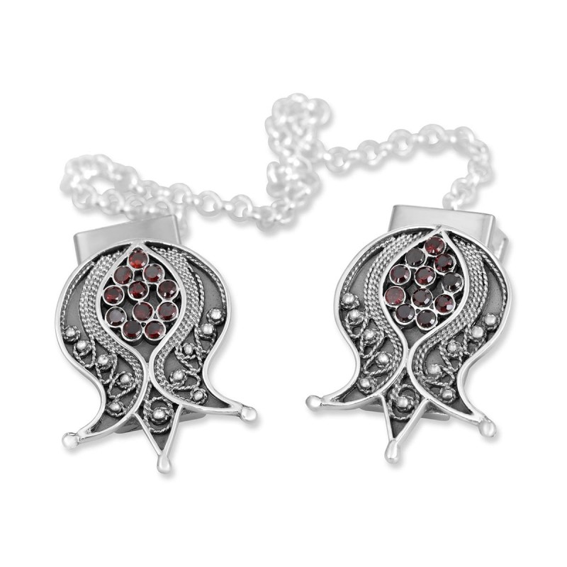 Rafael Jewelry Filigree Pomegranate Sterling Silver and Garnet Tallit