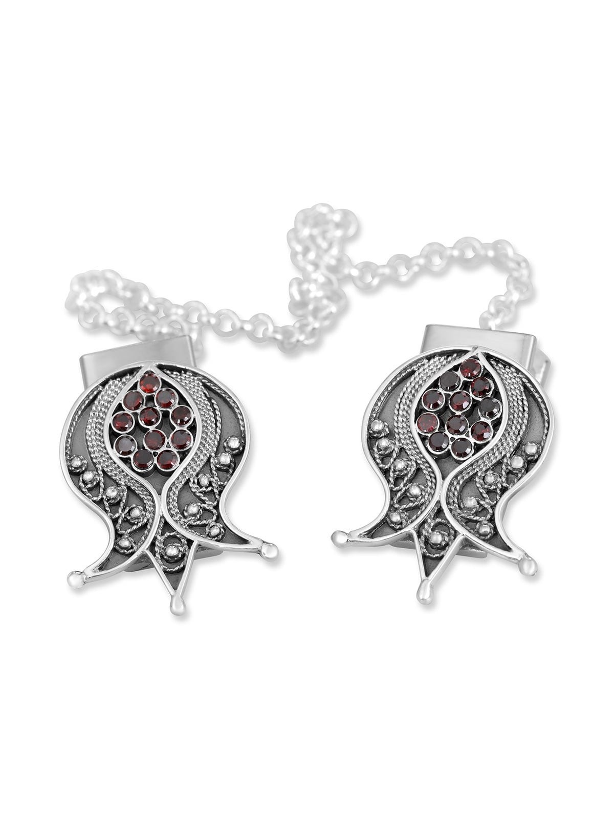 Rafael Jewelry Filigree Pomegranate Sterling Silver and Garnet Tallit