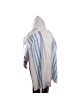 100% Cotton Non-Slip Tallit Prayer Shawl with Light Blue Stripes