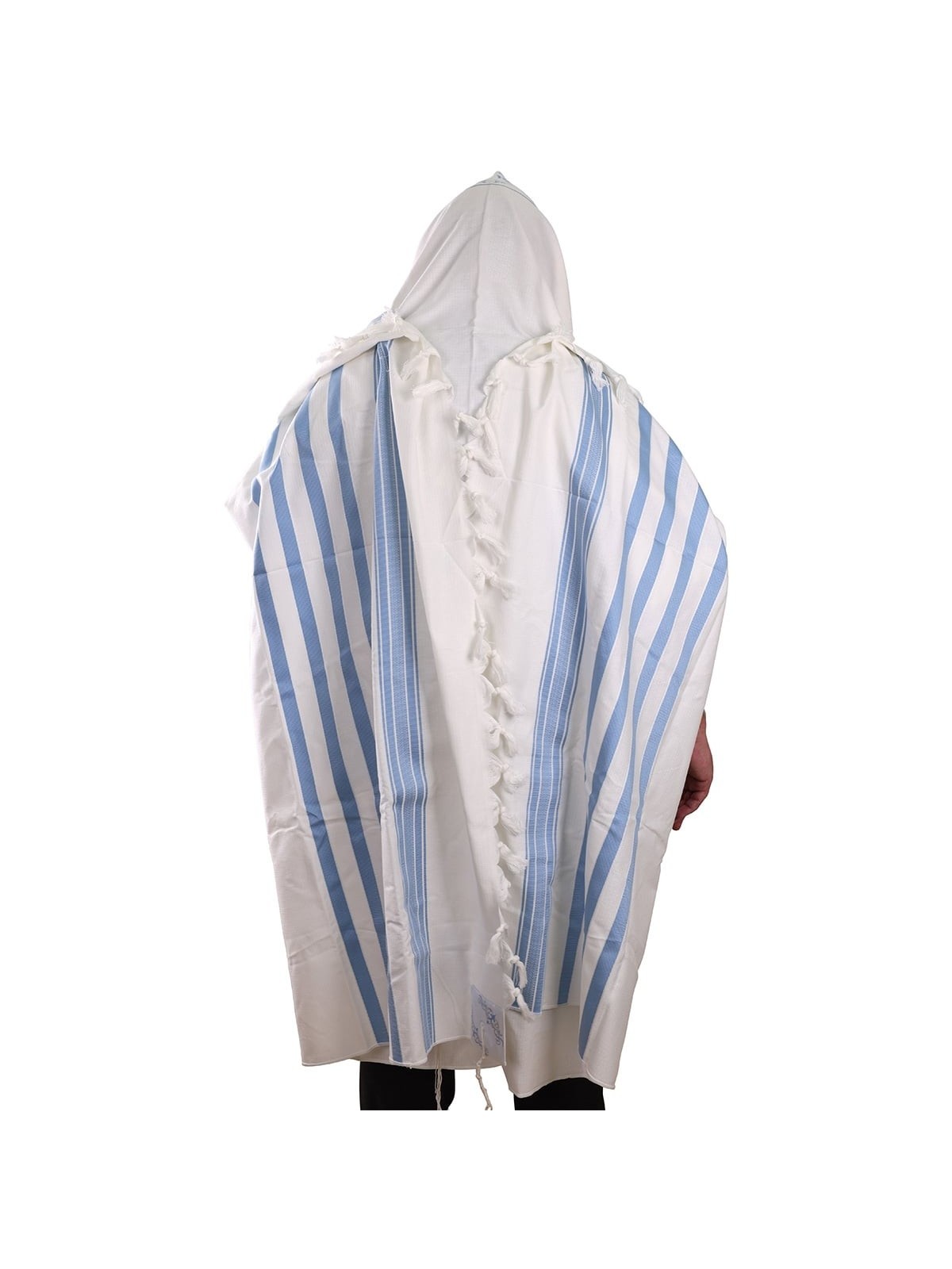100% Cotton Non-Slip Tallit Prayer Shawl with Light Blue Stripes